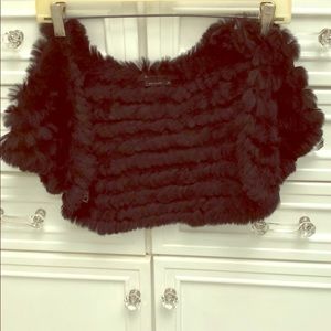 Black BCBG rabbit fur capelet/shrug
